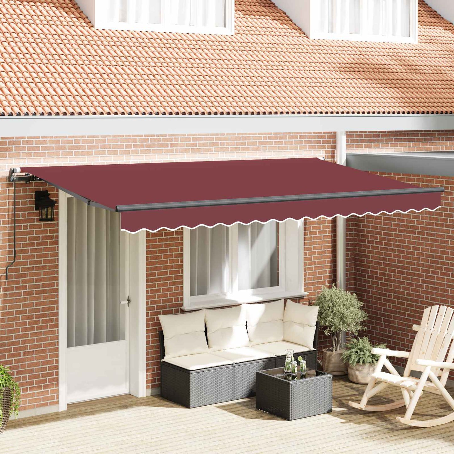Einziehbare Markise Bordeauxrot 350 x 200 cm Stoff