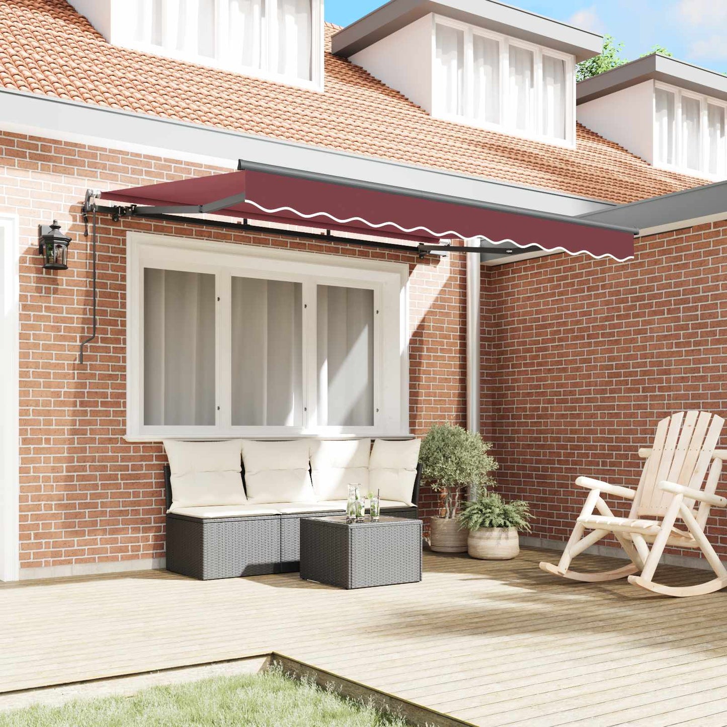 Einziehbare Markise Bordeauxrot 350 x 200 x 165 cm Stoff