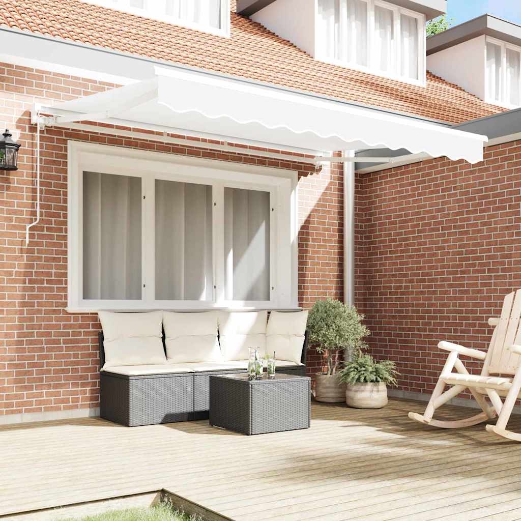 Markisenrahmen Weiß 350 x 200 cm Polyester mit PU-Beschichtung