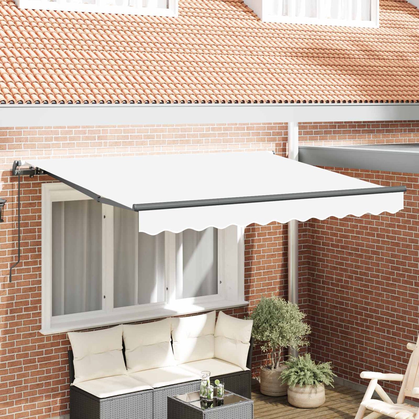 Einziehbare Markise Weiß 350 x 200 cm Stoff
