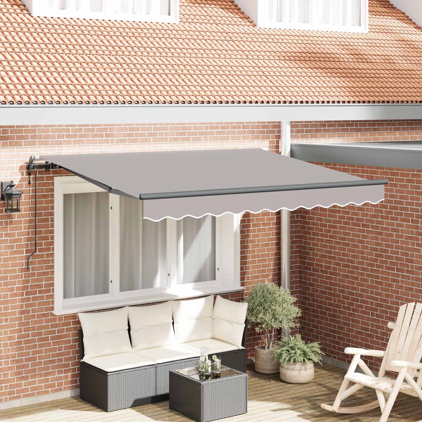 Einziehbare Markise Hellgrau 350 x 200 cm Stoff