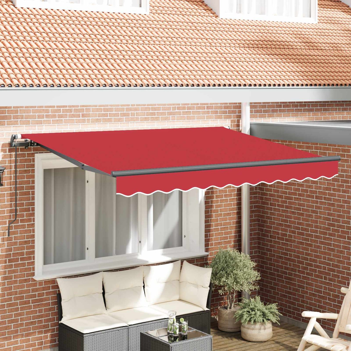 Einziehbare Markise Rot 350 x 200 cm Stoff