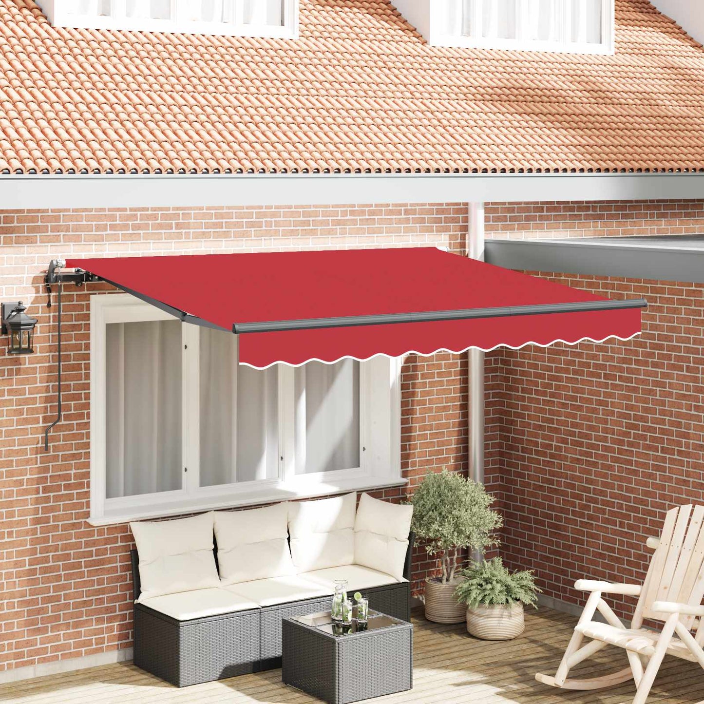Einziehbare Markise Rot 350 x 200 cm Stoff
