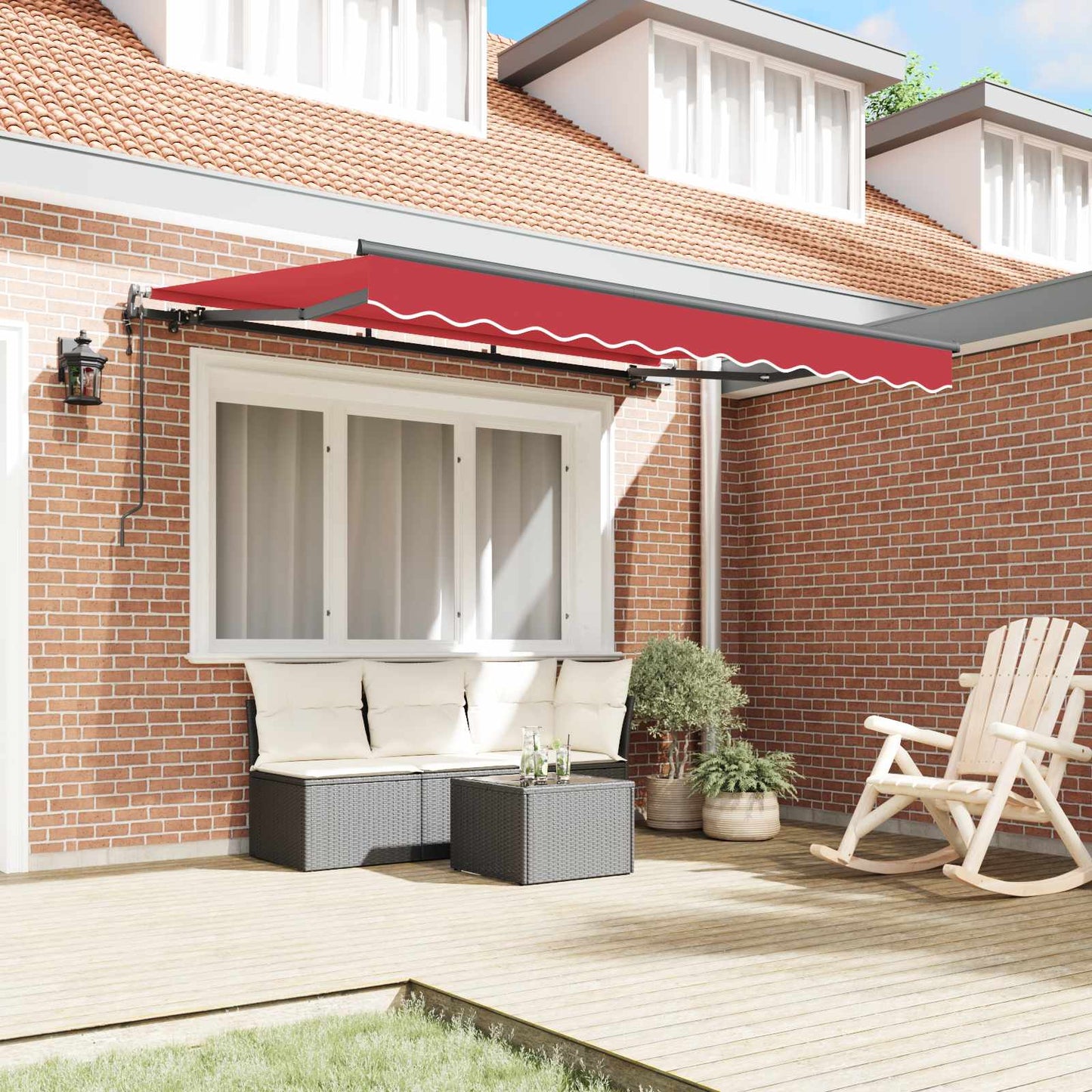 Einziehbare Markise Rot 350 x 200 cm Stoff