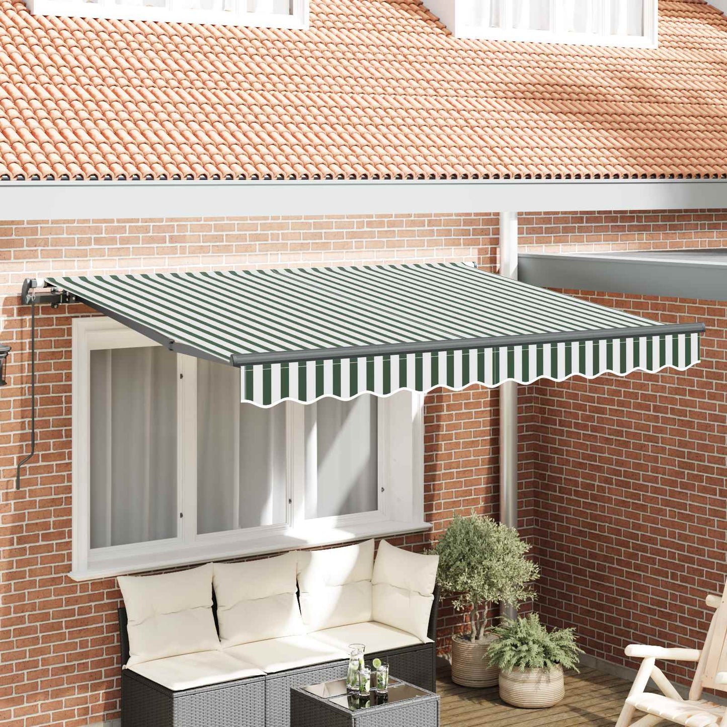 Einziehbare Markise Grün 350 x 200 cm Stoff