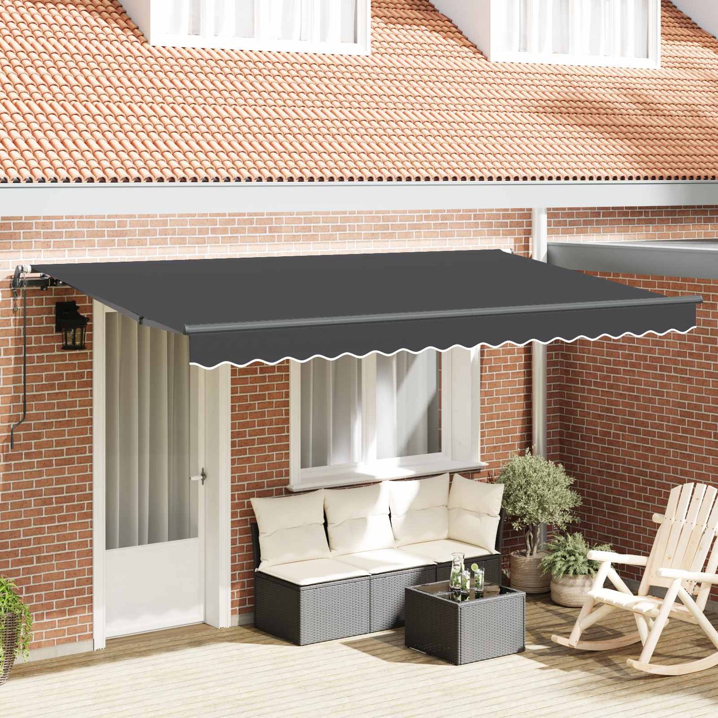 Einziehbare Markise Anthrazit 400 x 200 cm Stoff