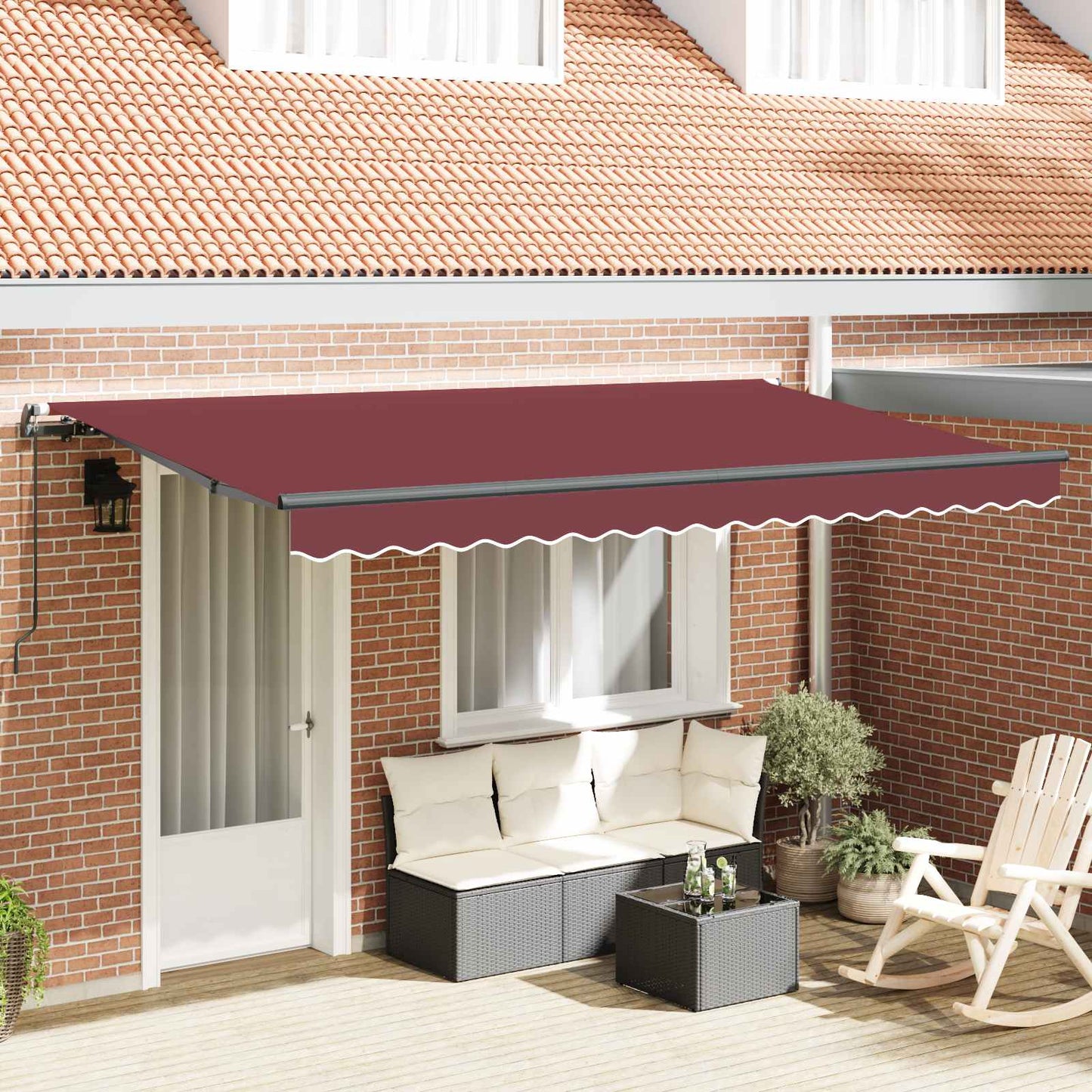 Einziehbare Markise Bordeauxrot 400 x 200 cm Stoff