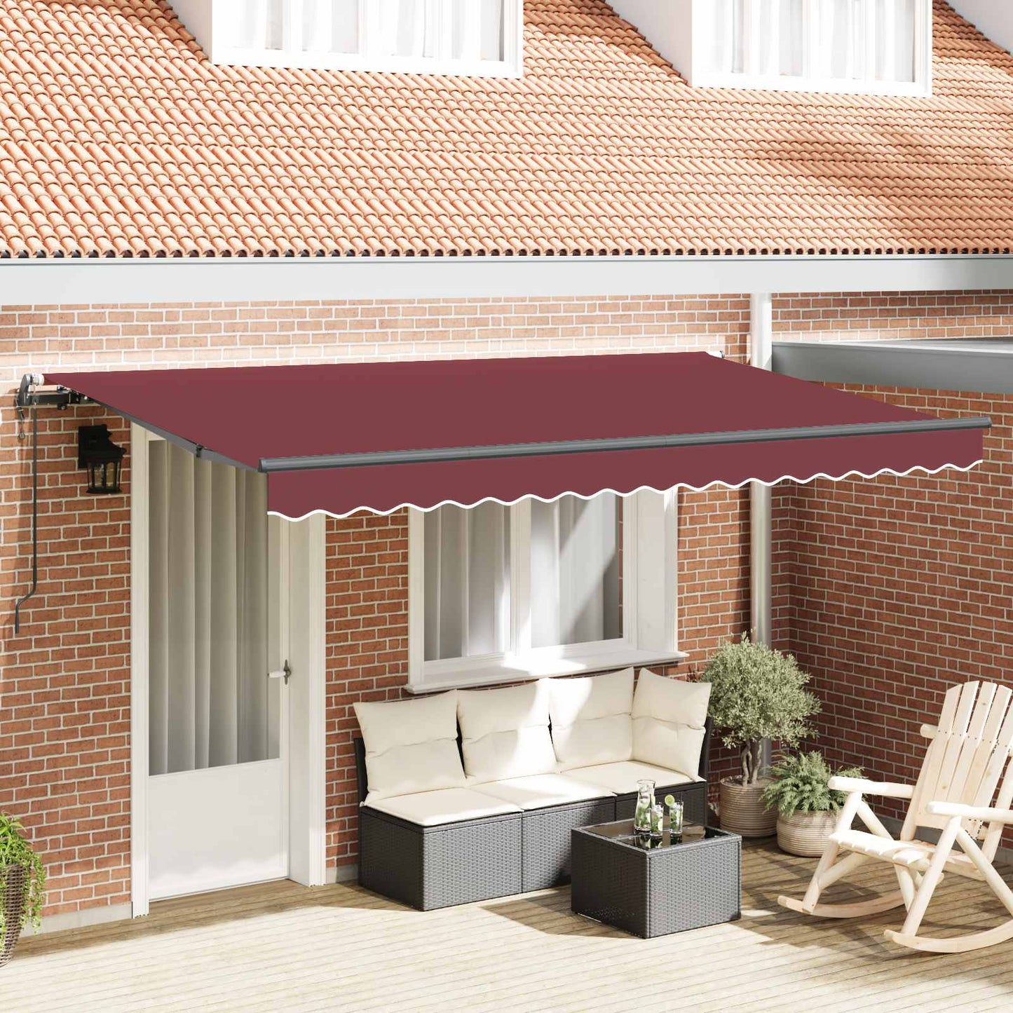 Einziehbare Markise Bordeauxrot 400 x 200 cm Stoff