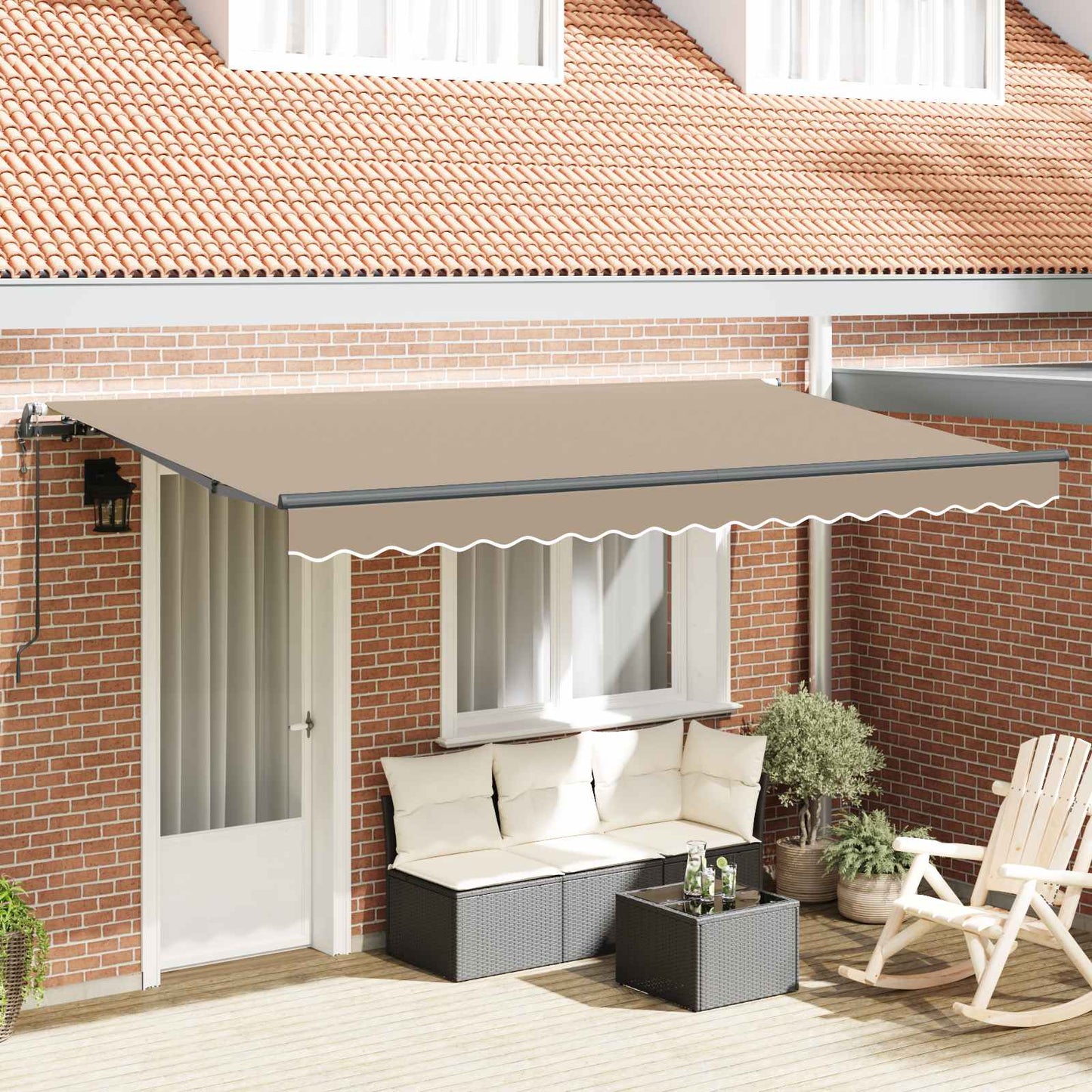 Einziehbare Markise Beige 400 x 200 cm Stoff