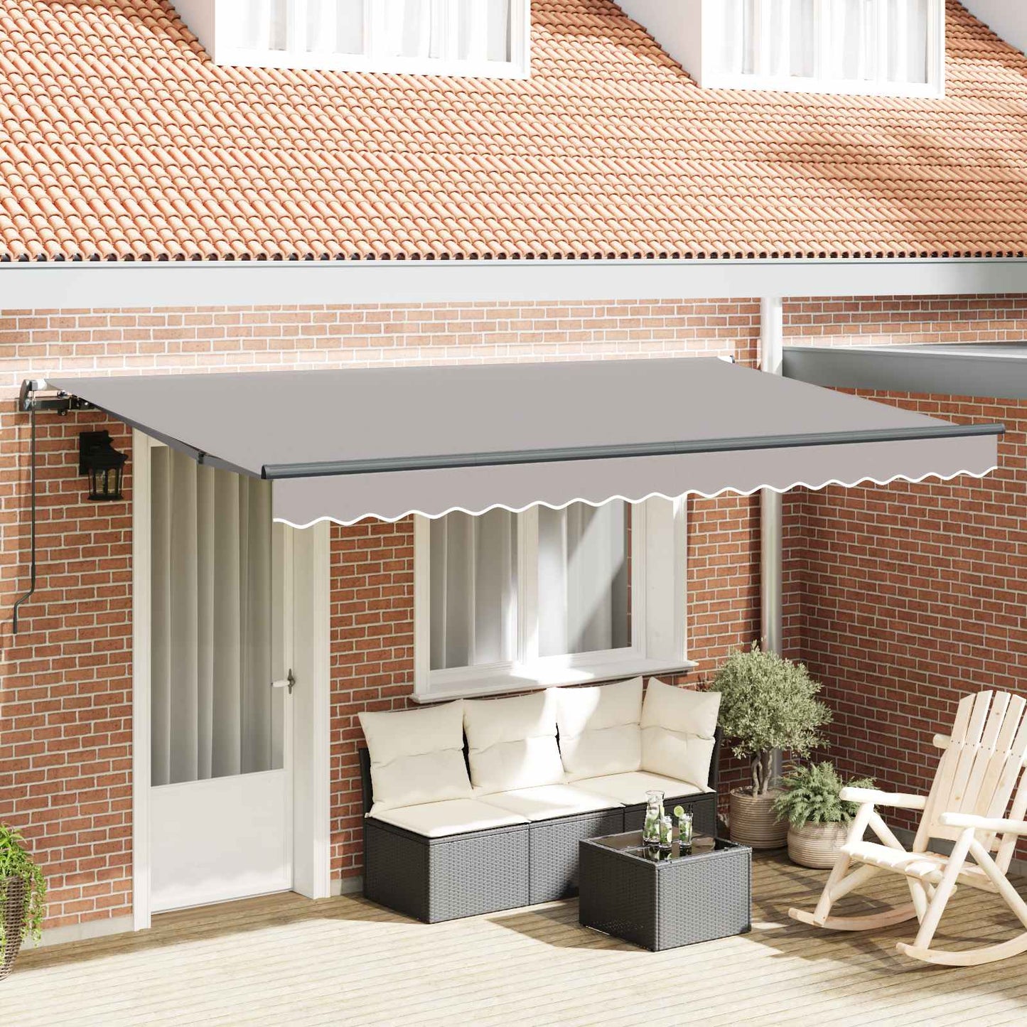 Einziehbare Markise Hellgrau 400 x 200 cm Stoff