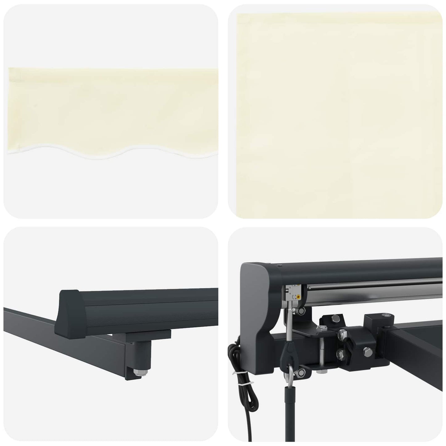Einziehbare Markise Creme 300 x 250 cm Polyester und Aluminium