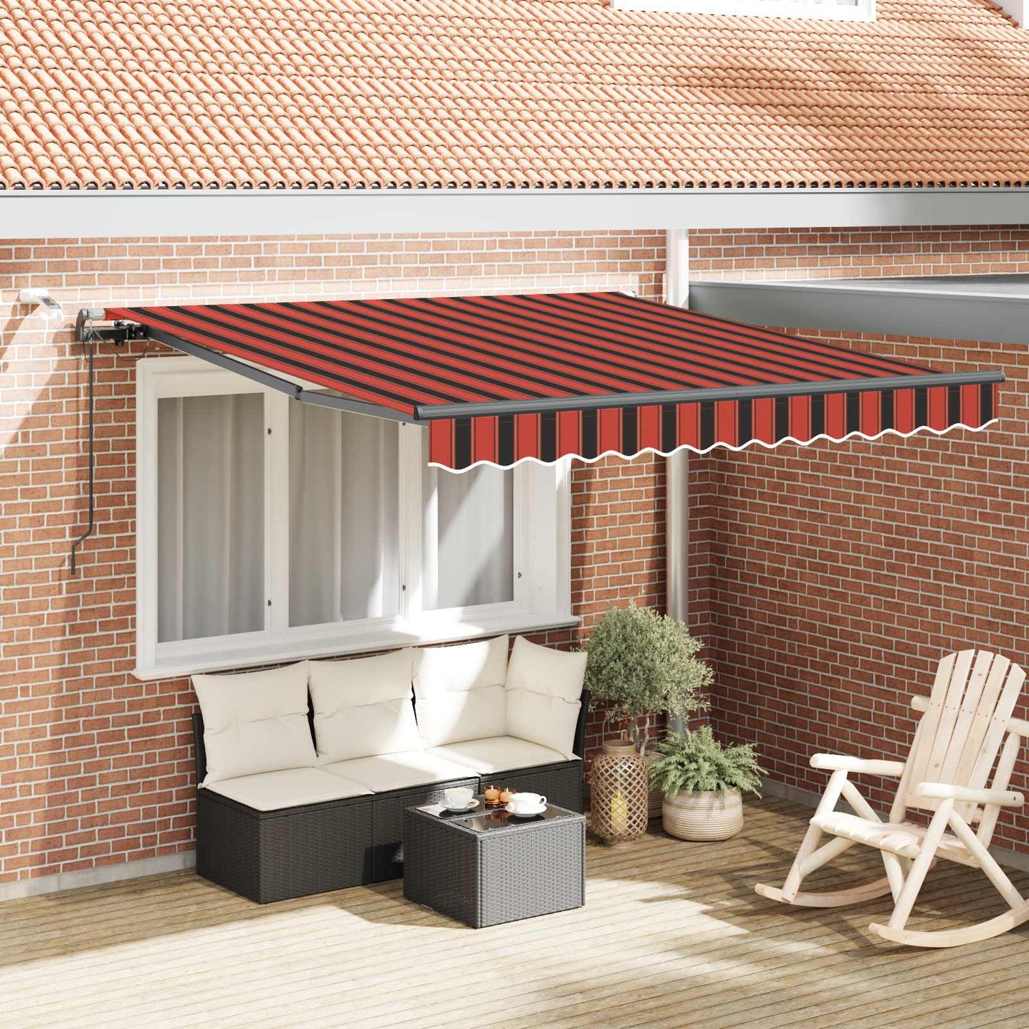 Markisenstoff mit Orange und Braun 300 x 250 cm Polyester