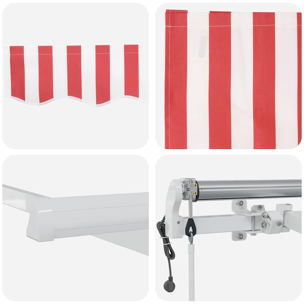 Elektrische ausziehbare Markise Rot und Weiß 300 x 250 cm