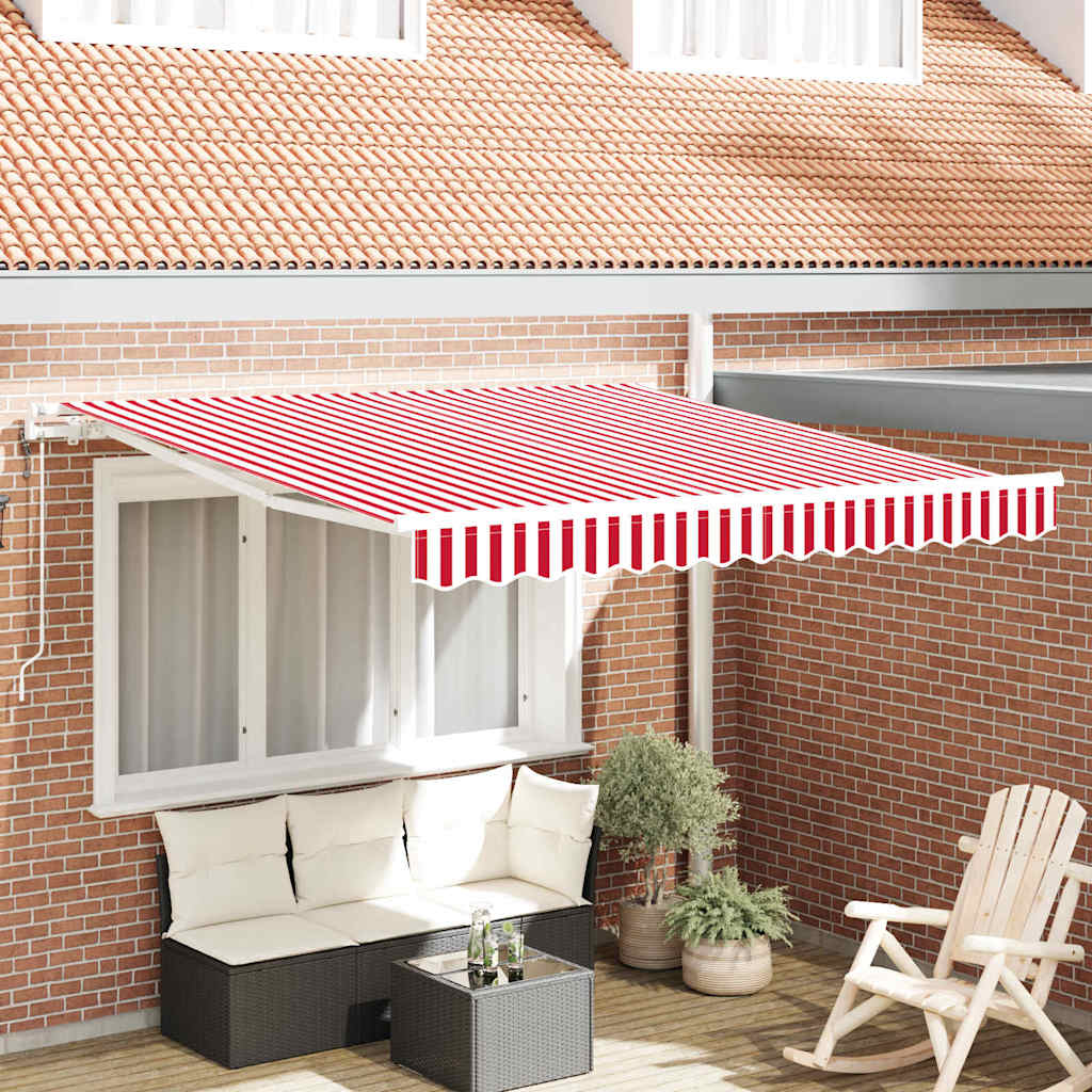 Elektrische ausziehbare Markise Rot und Weiß 300 x 250 cm