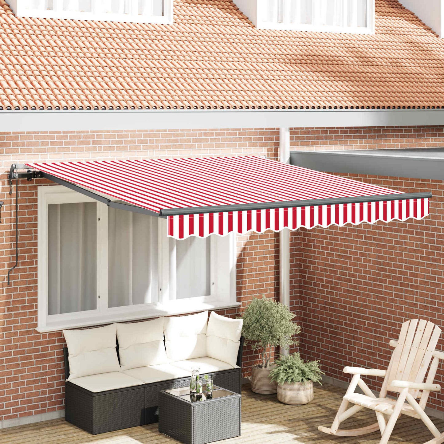 Einziehbare Markise Rot und Weiß 300 x 250 cm