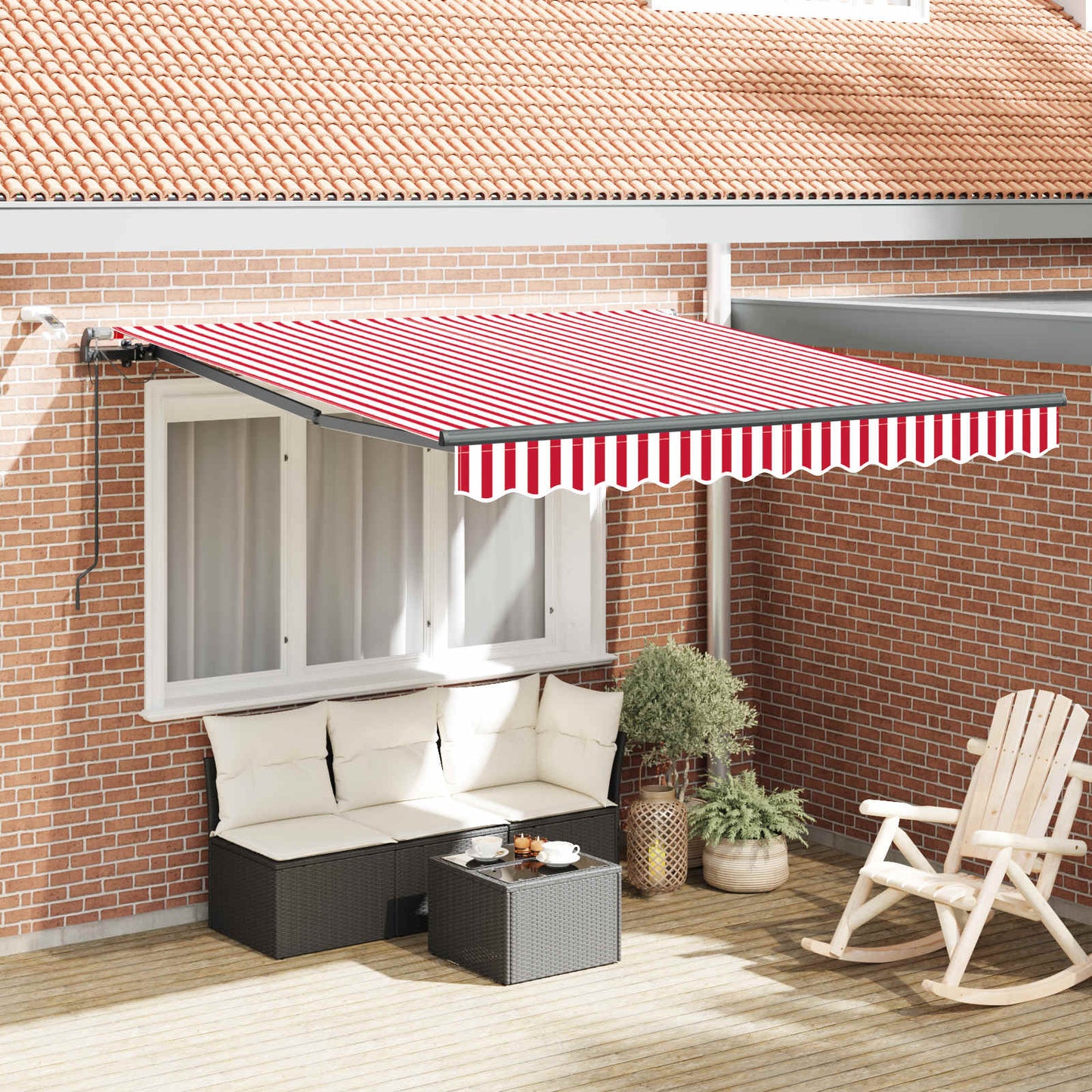 Markisenstoff mit Rot und Weiß 300 x 250 cm Polyester