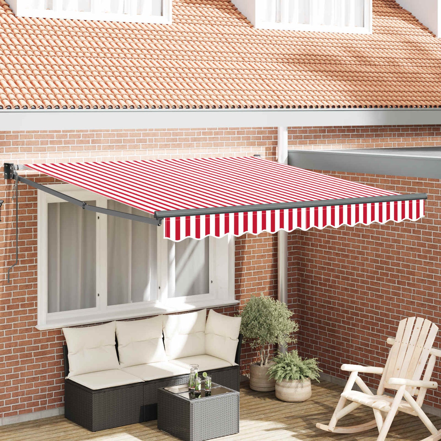 Einziehbare Markise Rot und Weiß 300 x 250 cm