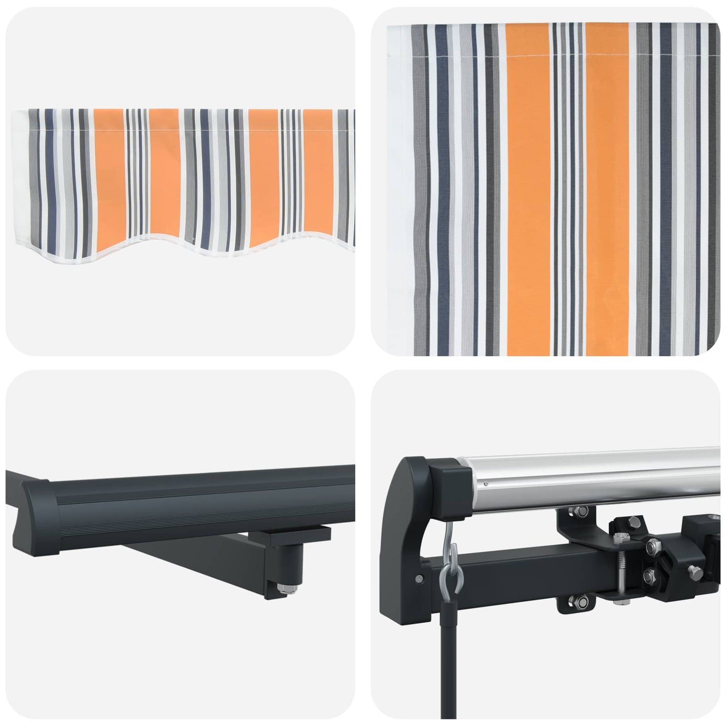 Einziehbare Markise Mehrfarbig 300 x 250 cm Polyester und Stahl
