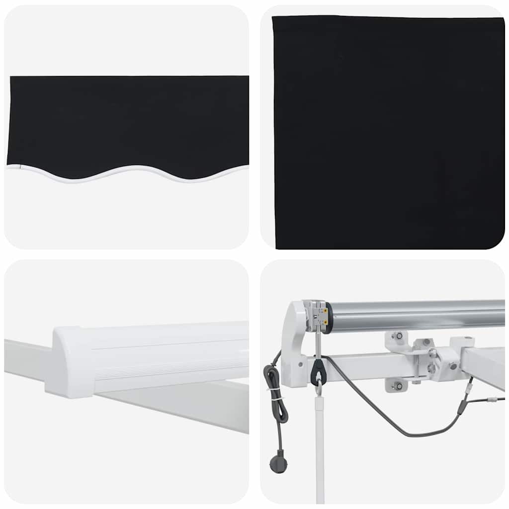 Einziehbare Markise Schwarz 300 x 250 cm Polyester und Metall