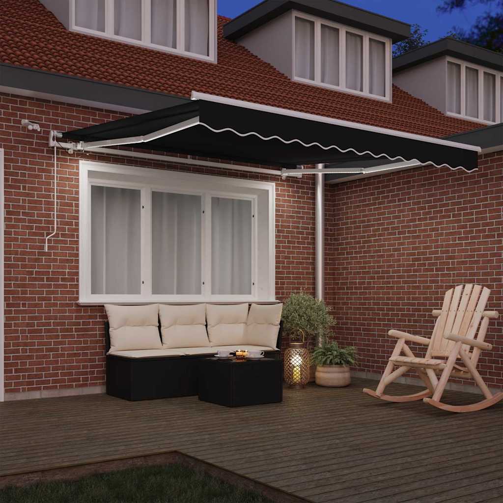 Einziehbare Markise Schwarz 300 x 250 cm Polyester und Metall