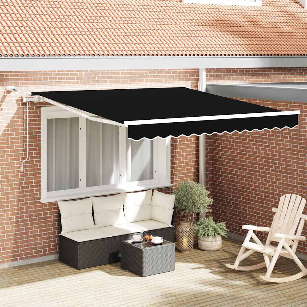 Einziehbare Markise Schwarz 300 x 250 cm Polyester und Metall