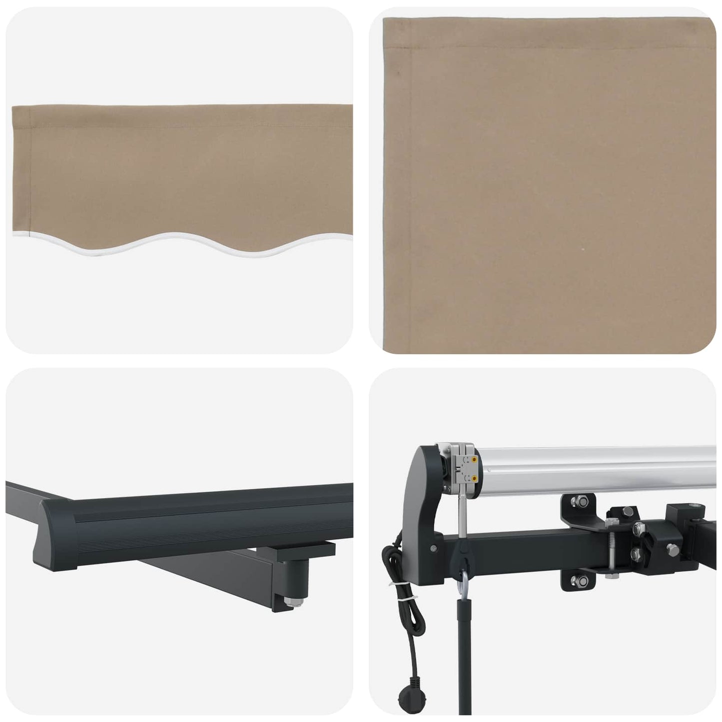 Einziehbare Markise Beige 300 x 250 cm Stoff und Aluminium