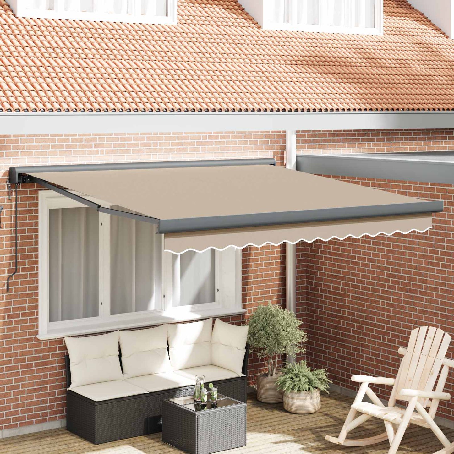 Markise Beige 300 x 250 cm Polyester und Aluminium