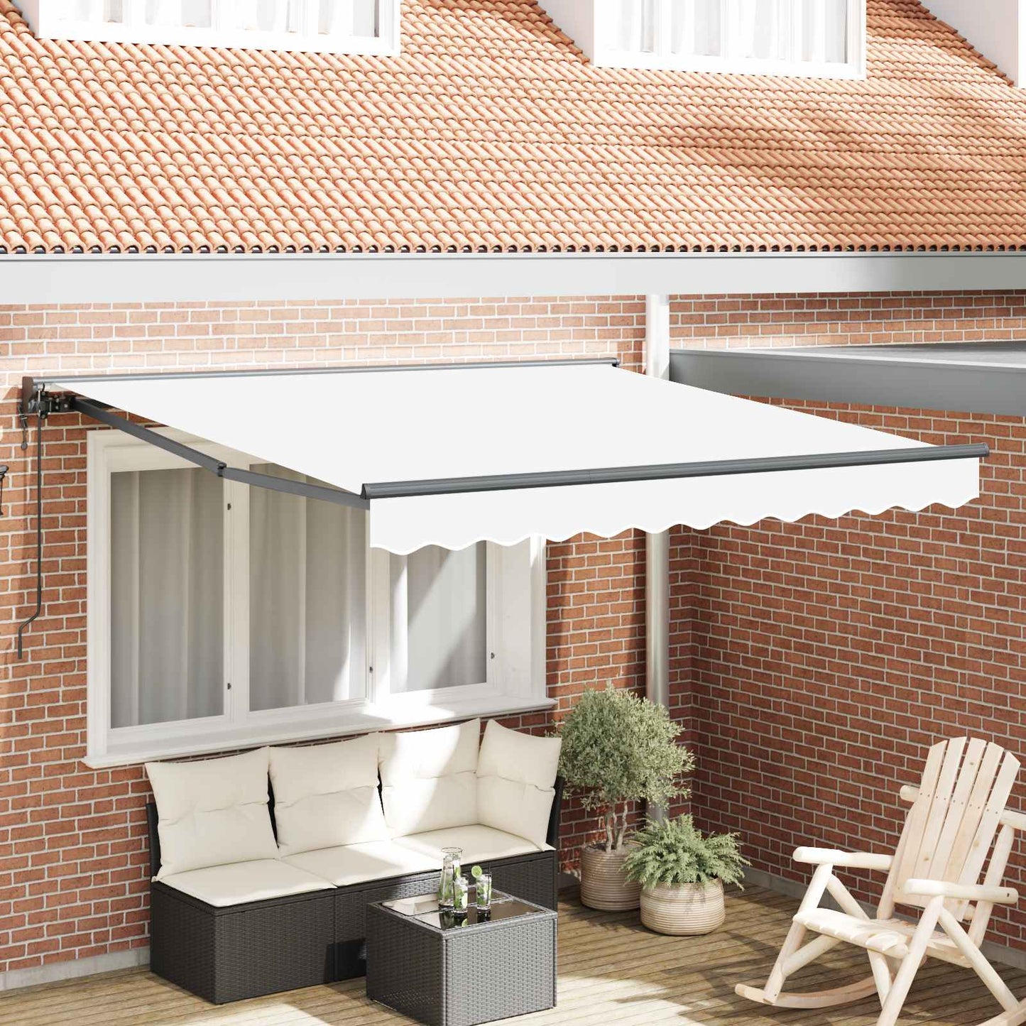 Markisenrahmen Weiß 300 x 250 cm Polyester mit PU-Beschichtung