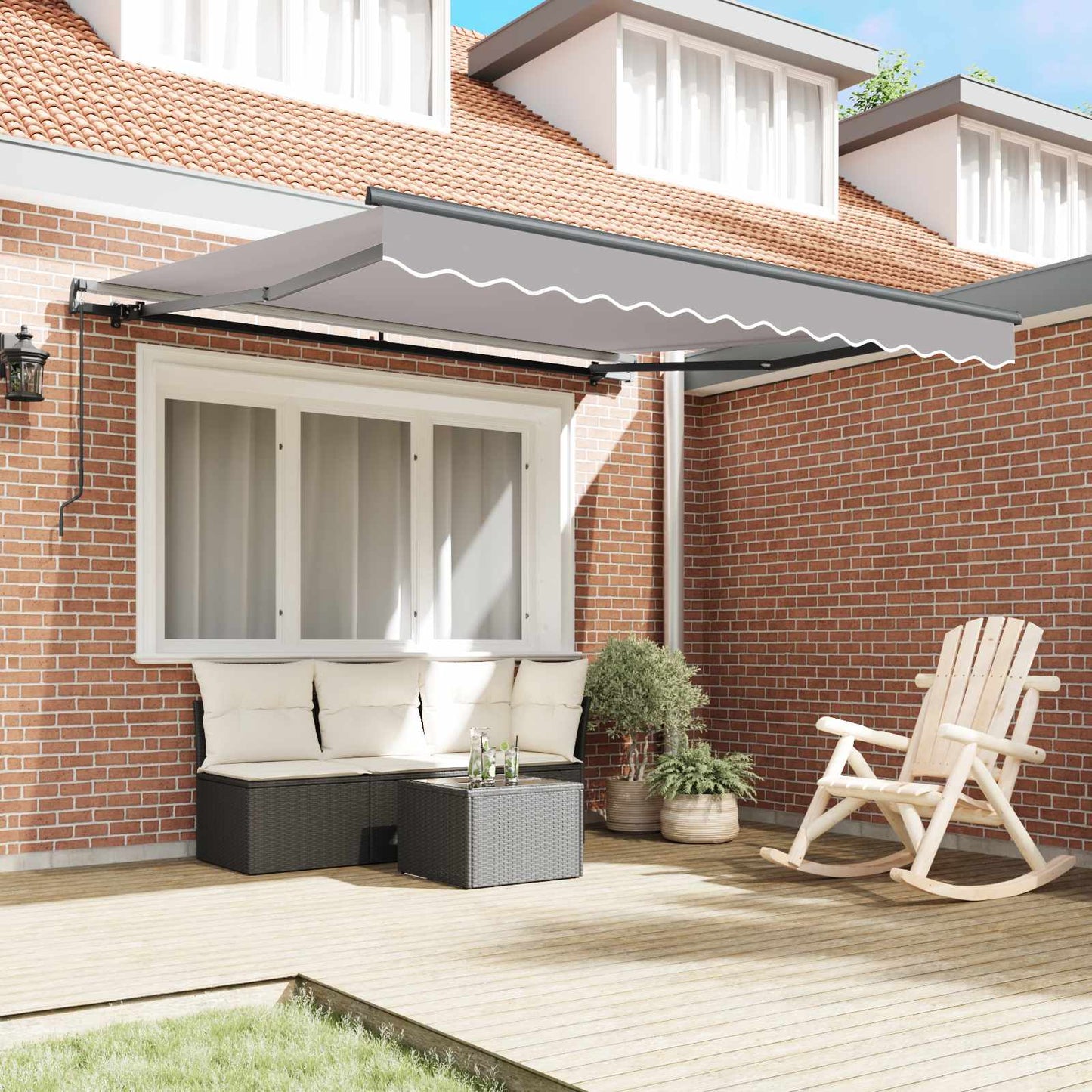 Einziehbare Markise Hellgrau 300 x 250 cm Polyester und Stahl