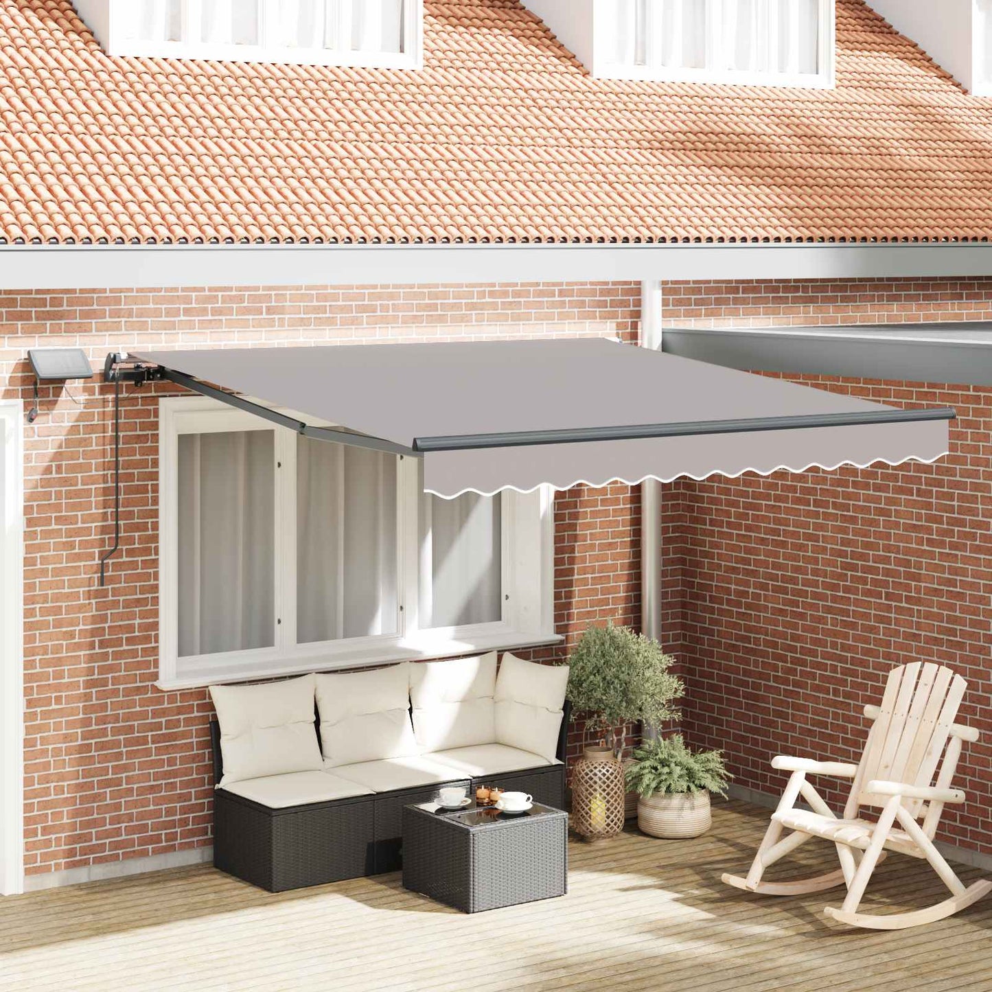 Einziehbare Markise Hellgrau 300 x 250 cm Stoff