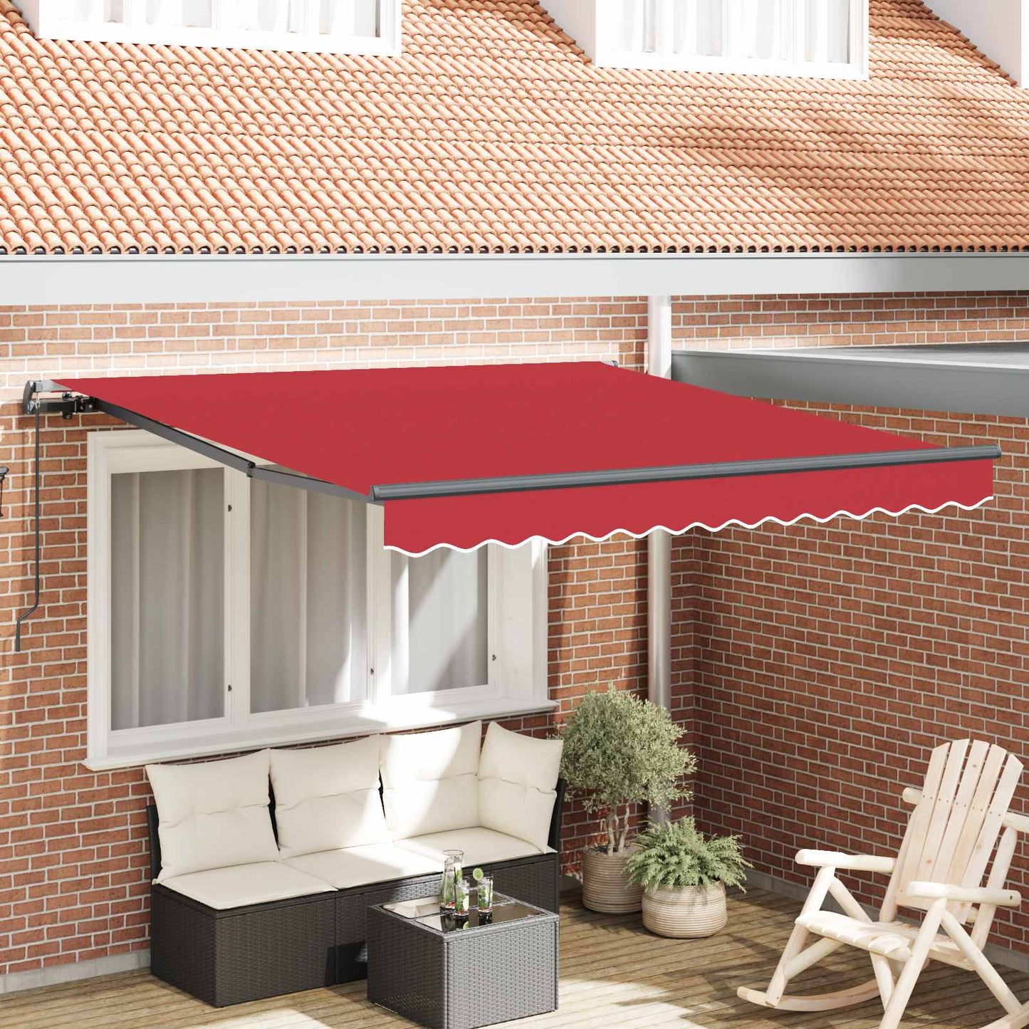 Einziehbare Markise Rot 300 x 250 cm Polyester und Stahl