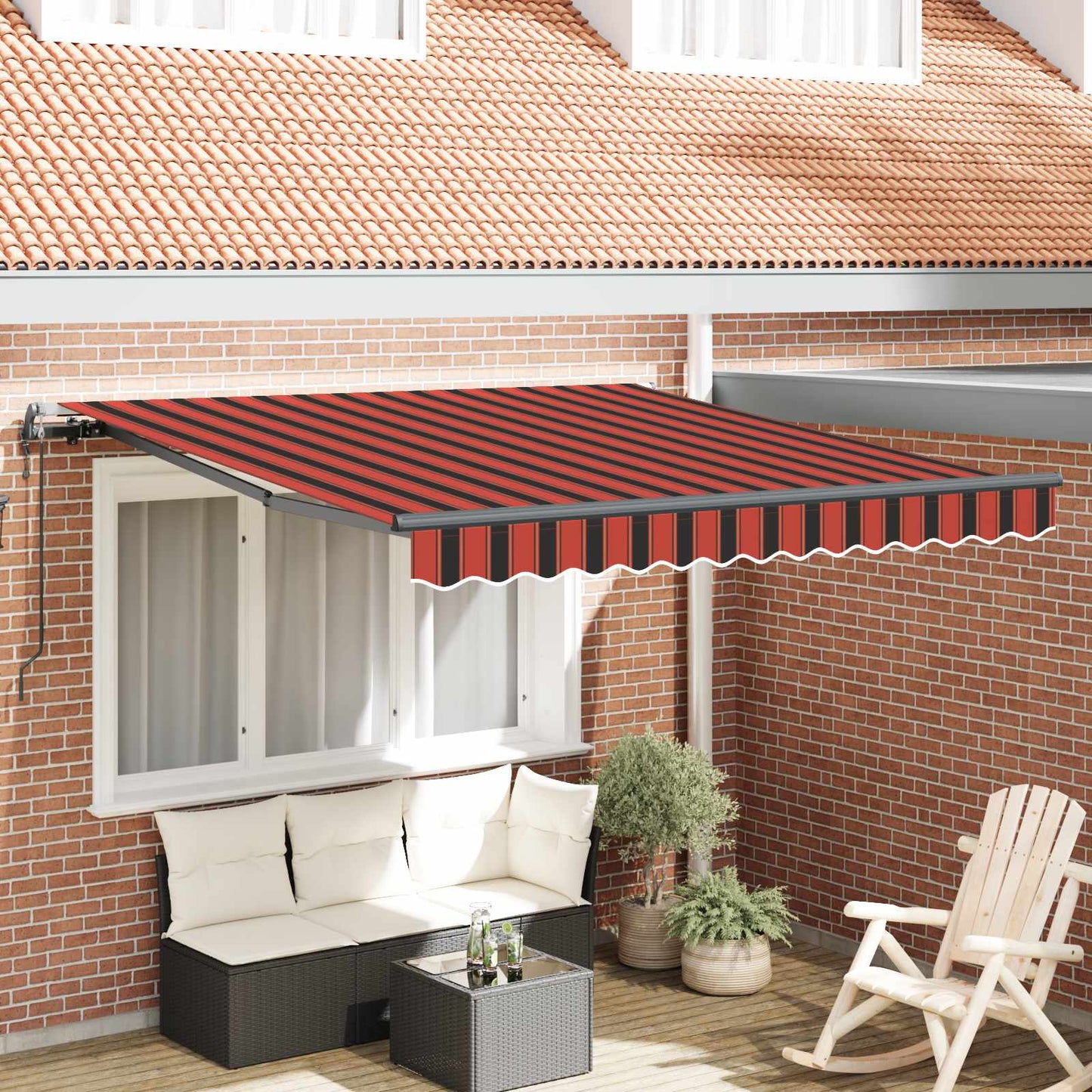 Einziehbare Markise Rot und Schwarz 350 x 250 cm