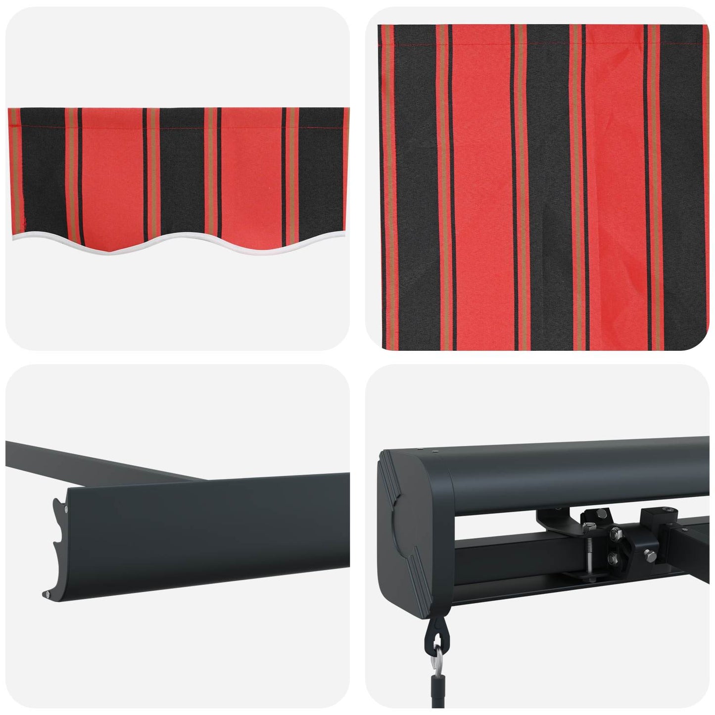 Einziehbare Markise Rot und Schwarz 350 x 250 cm
