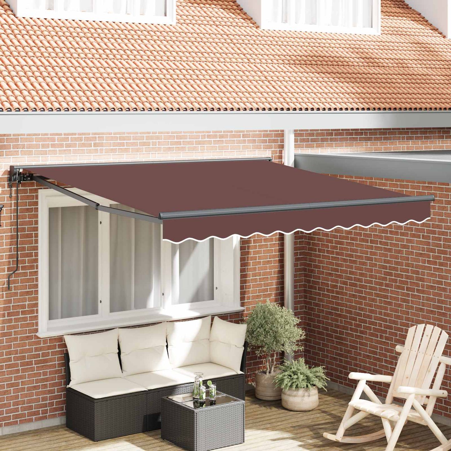 Markisenrahmen Braun 350 x 250 cm Polyester mit PU-Beschichtung