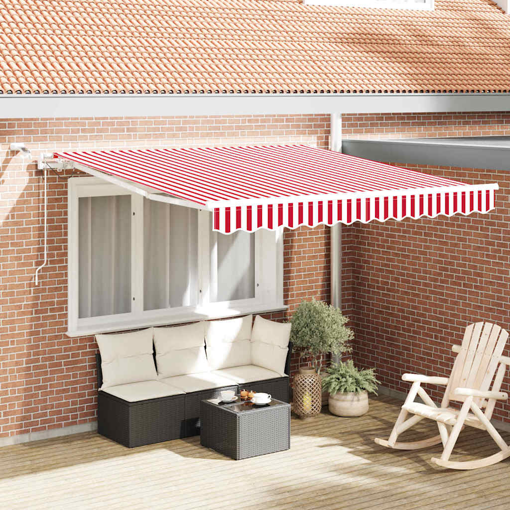 Einziehbare Markise Rot und Weiß 350 x 250 cm
