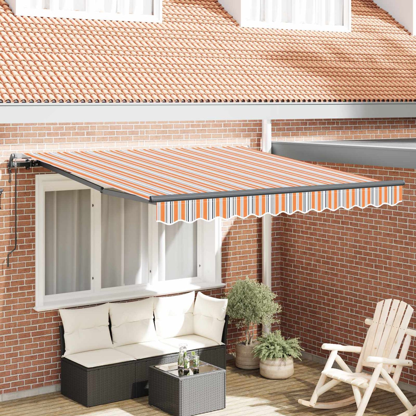 Einziehbare Markise Mehrfarbig 350 x 250 cm Stoff und Aluminium