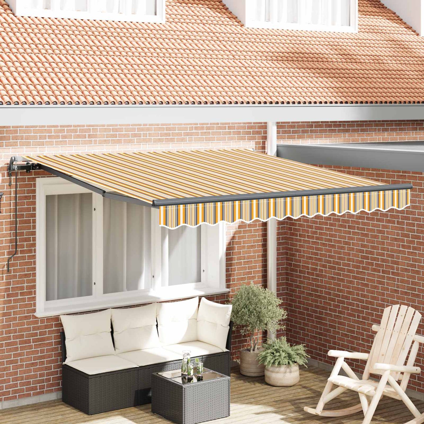 Einziehbare Markise Mehrfarbig 350 x 250 cm Stoff und Aluminium