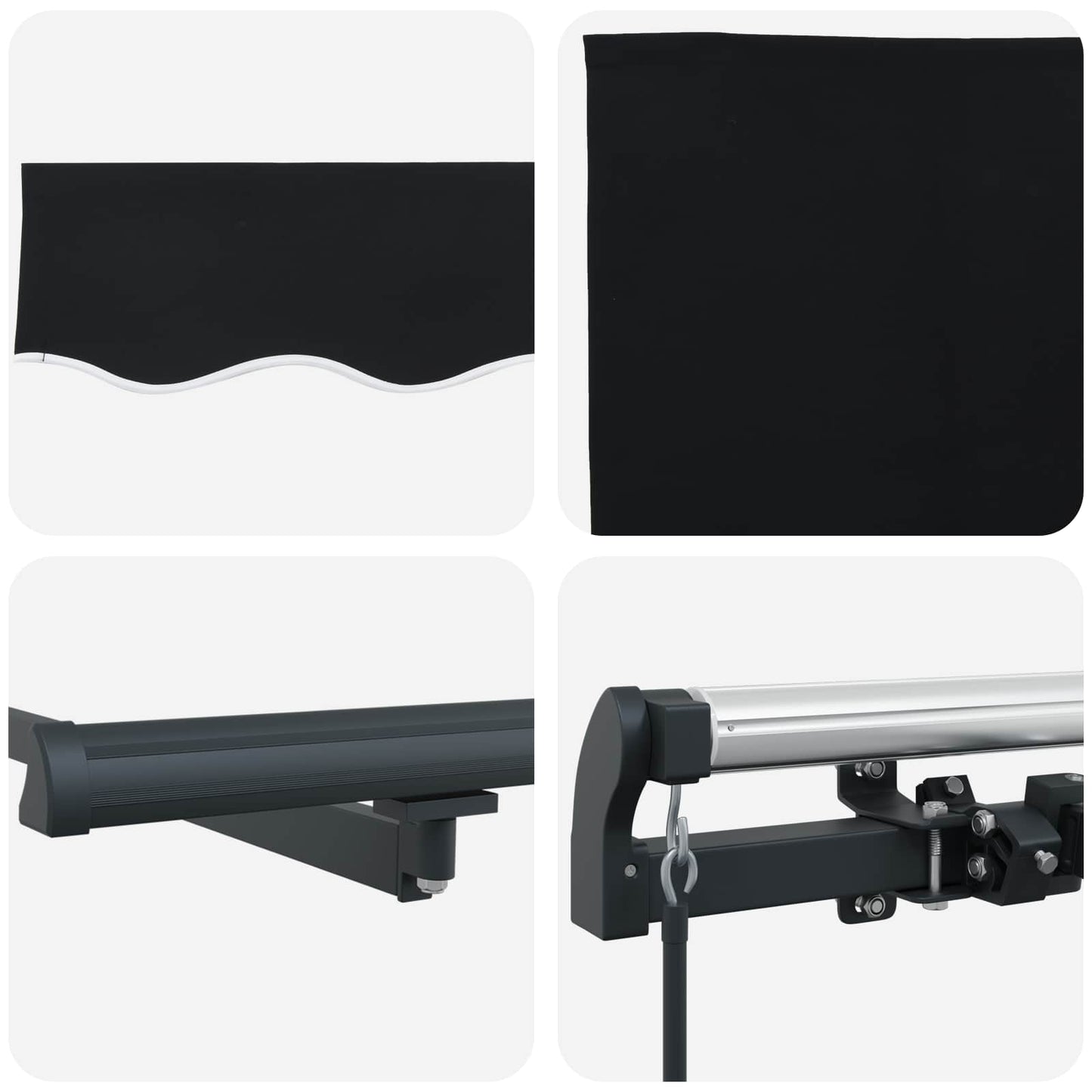 Einziehbare Markise Schwarz 350 x 250 cm Polyester und Stahl