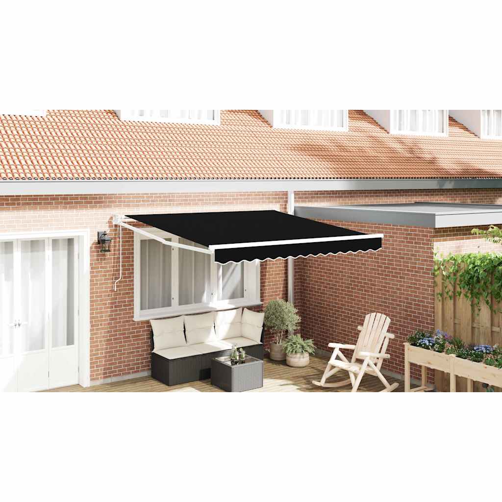 Einziehbare Markise Schwarz 350 x 250 cm Stoff