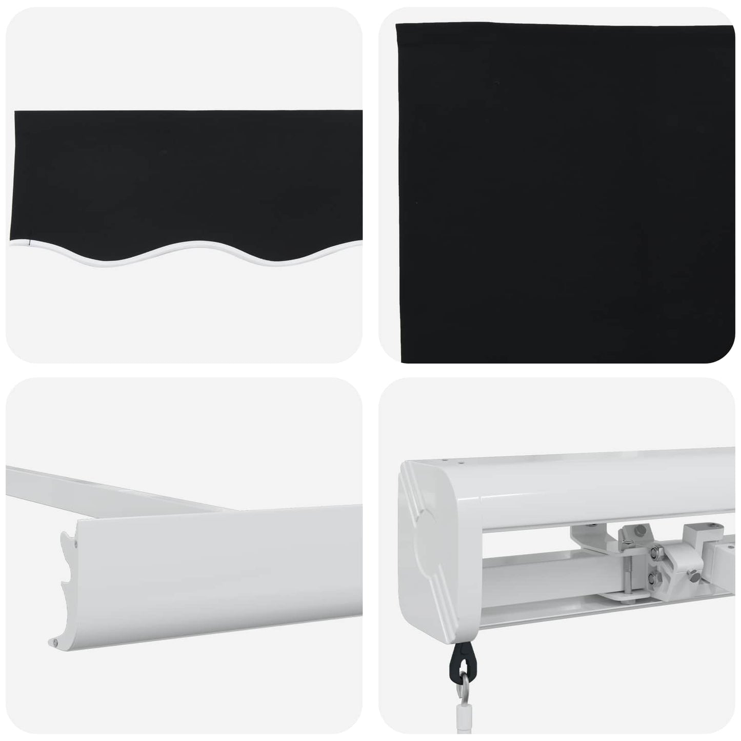 Einziehbare Markise Schwarz 350 x 250 cm Stoff und Metall