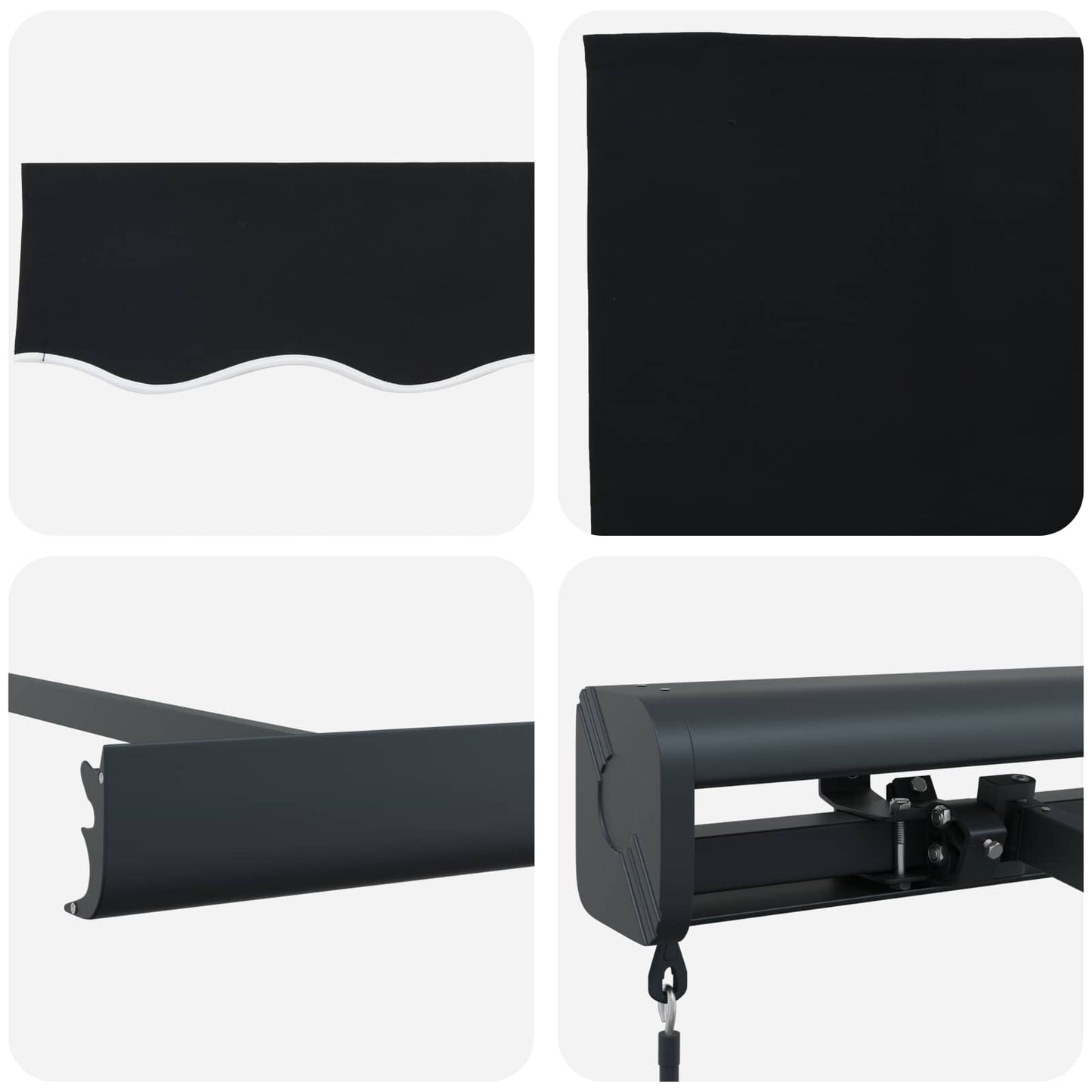 Einziehbare Markise Schwarz 350 x 250 cm Stoff und Metall