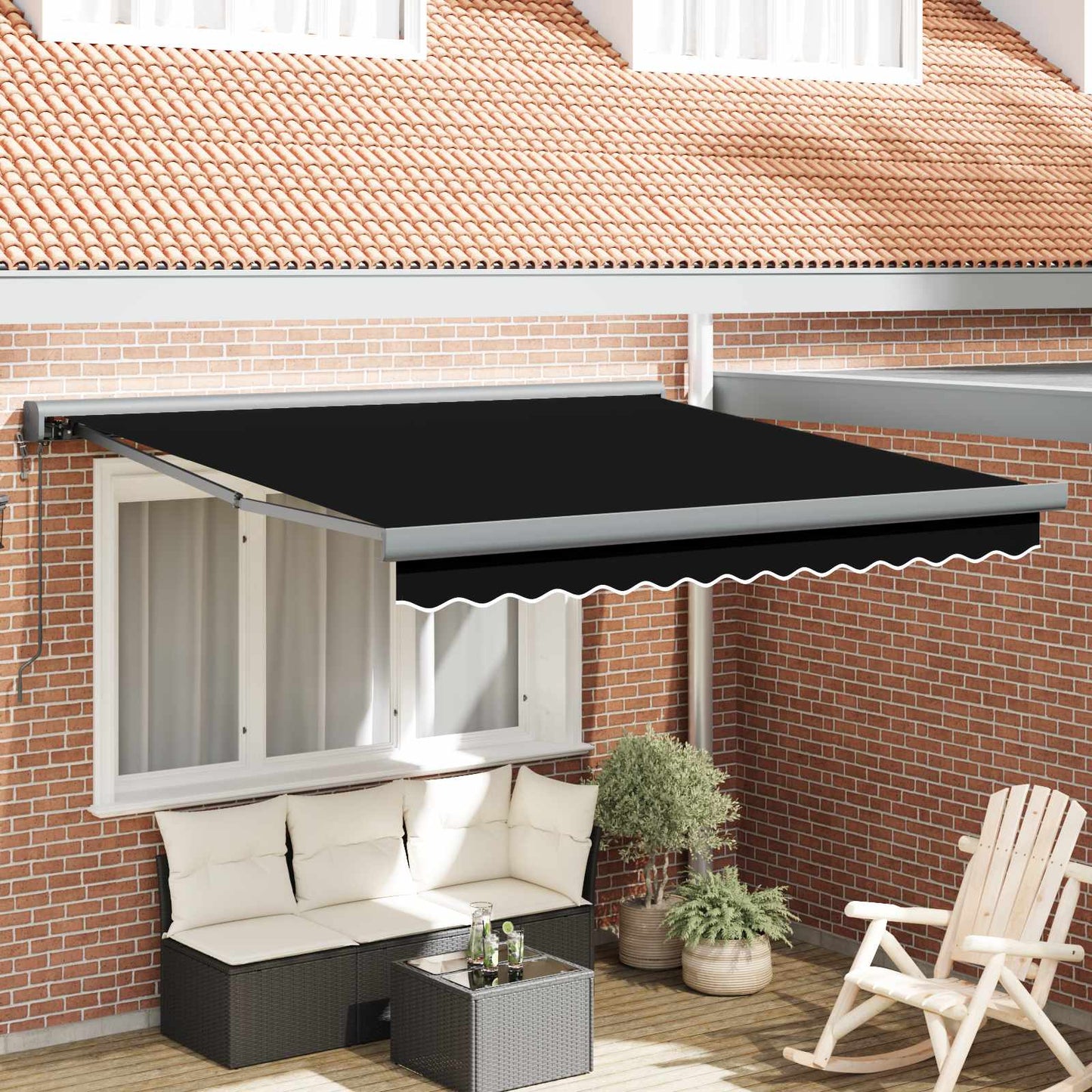Markise Schwarz 350 x 250 x 165 cm Polyester und Aluminium