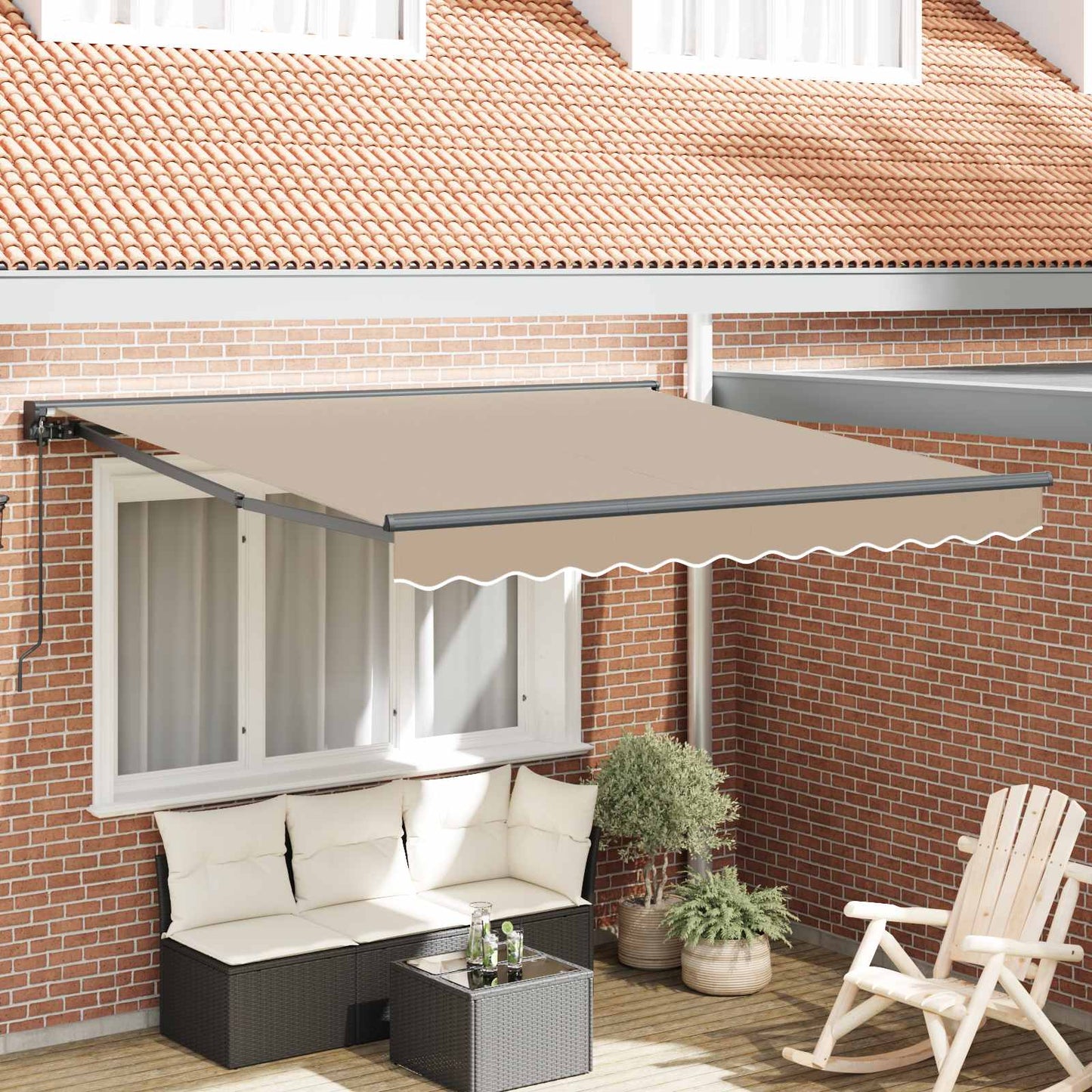 Markisenrahmen Beige 350 x 250 cm Polyester mit PU-Beschichtung
