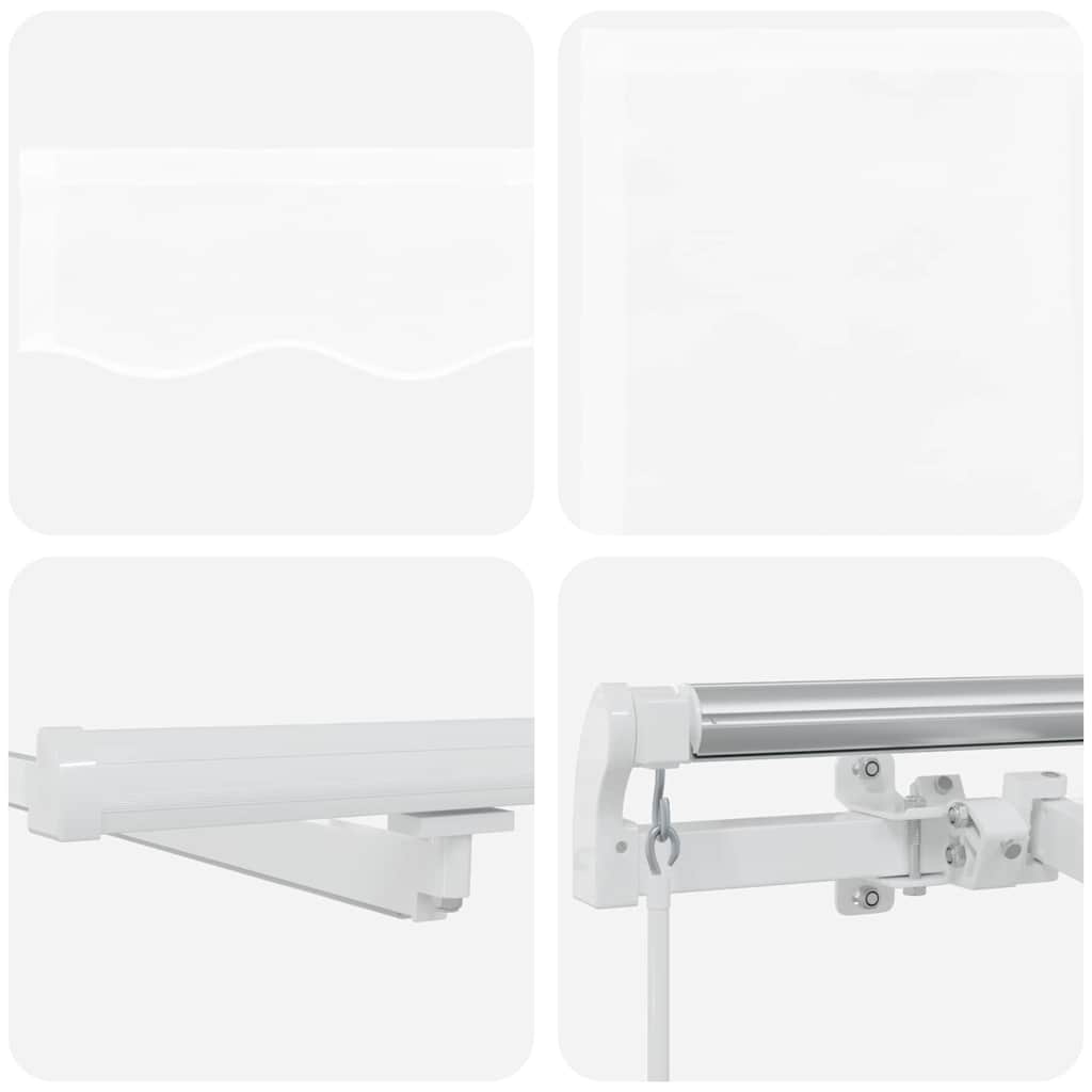 Einziehbare Markise Weiß 350 x 250 cm Stoff und Stahl