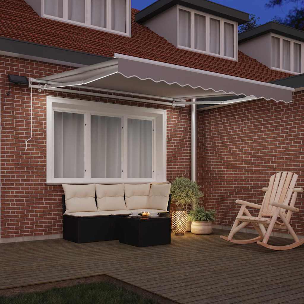 Einziehbare Markise Hellgrau 350 x 250 cm Stoff und Stahl