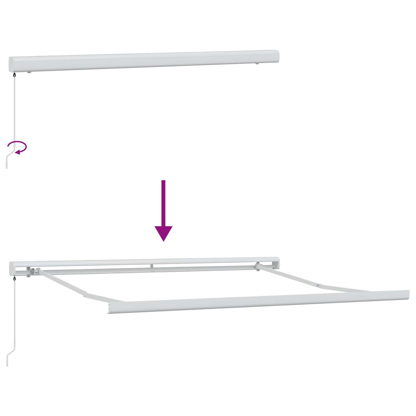 Einziehbare Markise Hellgrau 350 x 250 cm Stoff und Metall