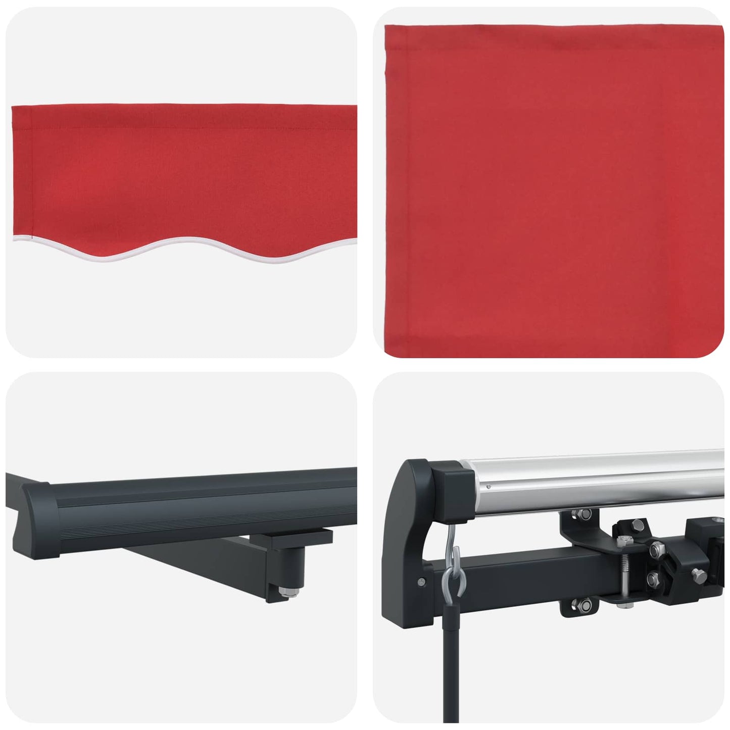 Einziehbare Markise Rot 350 x 250 cm Polyester und Stahl