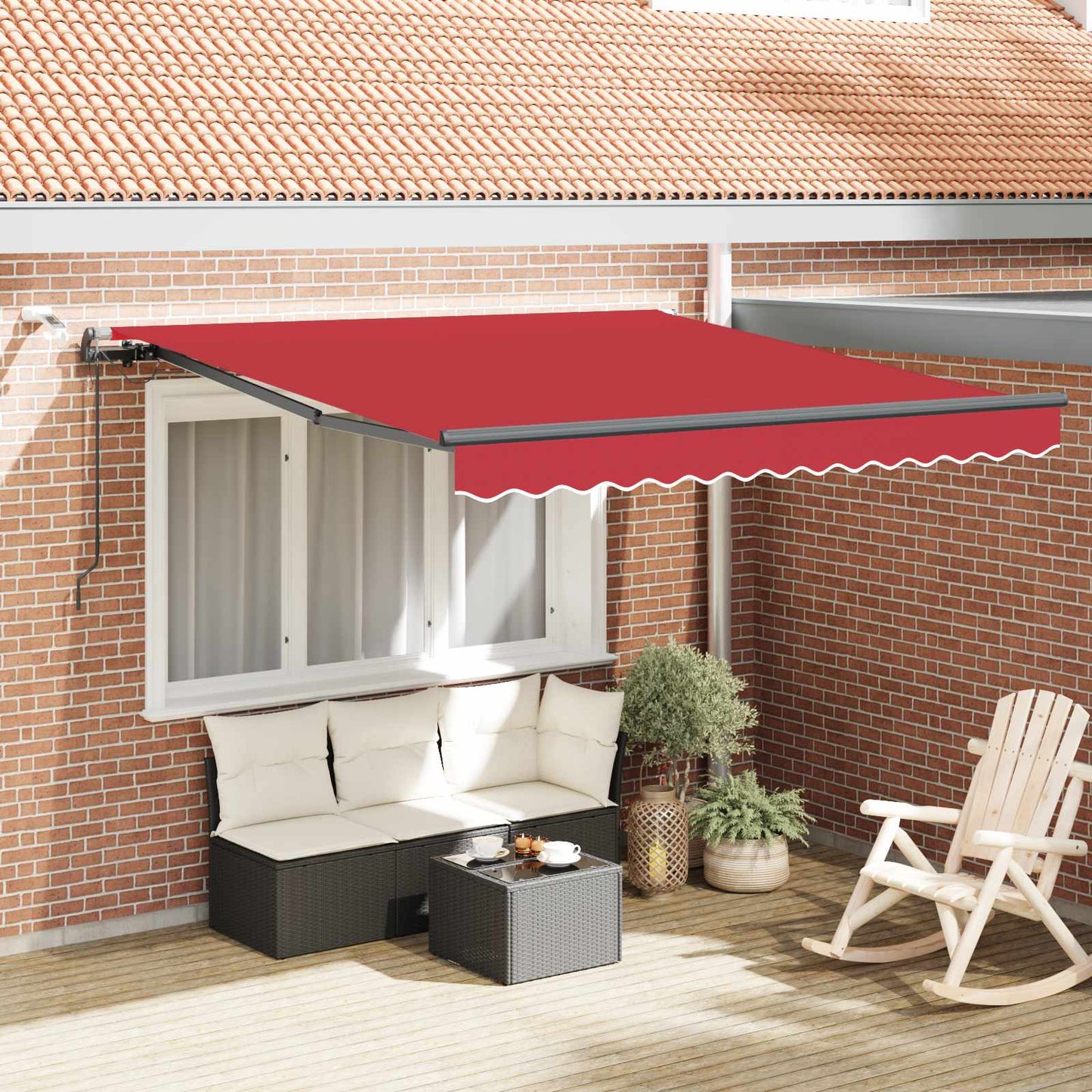 Markisenstoff mit Rot 350 x 250 cm Polyester