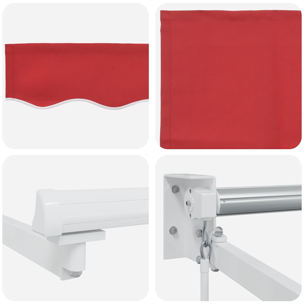Einziehbare Markise Rot 350 x 250 cm Polyester und Aluminium