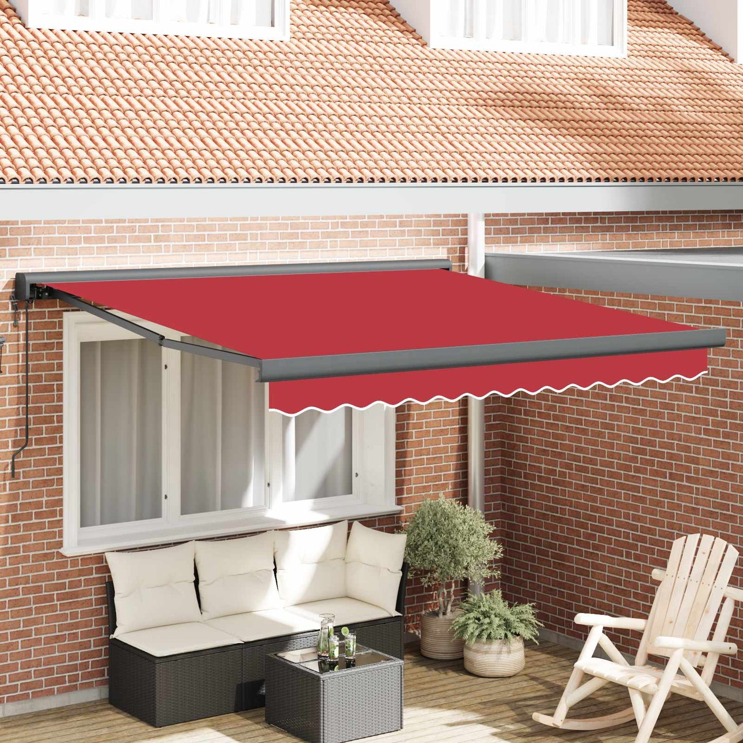 Markise Rot 350 x 250 x 165 cm Polyester und Aluminium